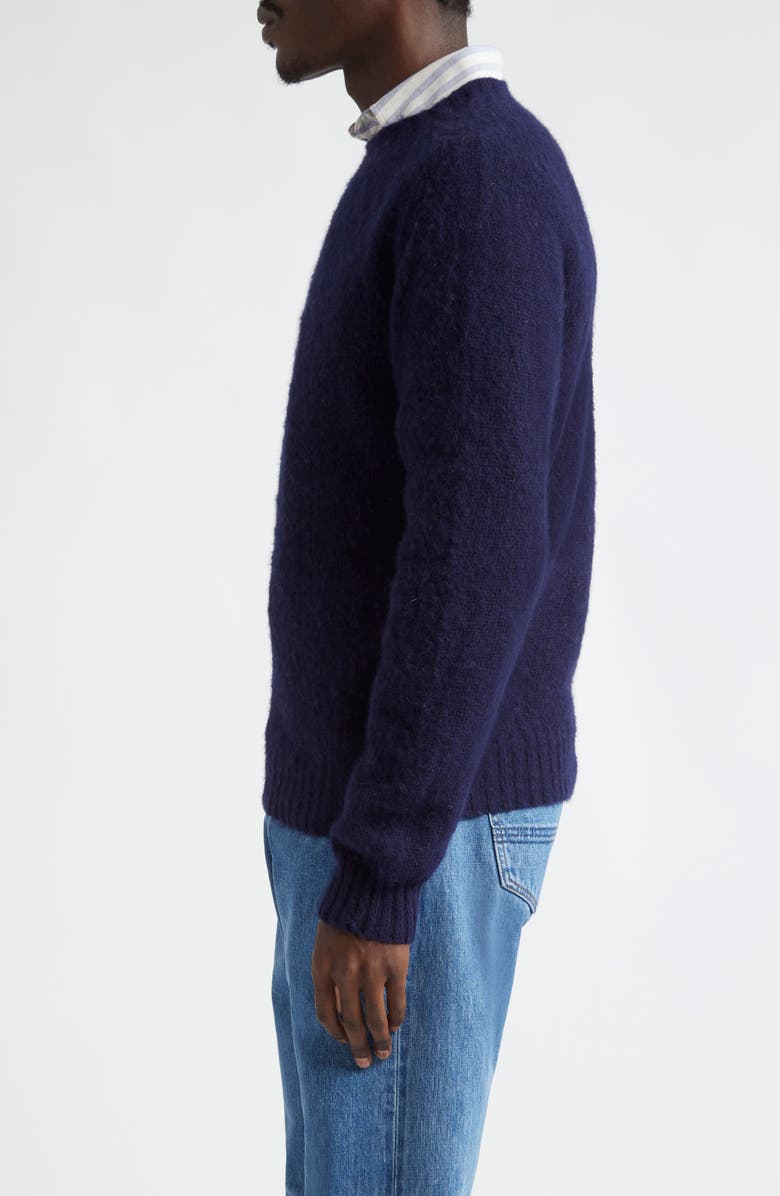 Drake's Brushed Shetland Lambswool Crewneck Sweater, Alternate, color, 250 Navy