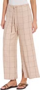 Lysse Nixie Check Drawstring Wide Leg Linen Blend Pants