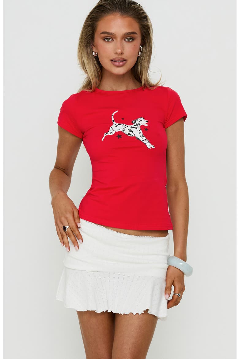 Dalmation Love Graphic Baby Tee, Alternate, color, RED