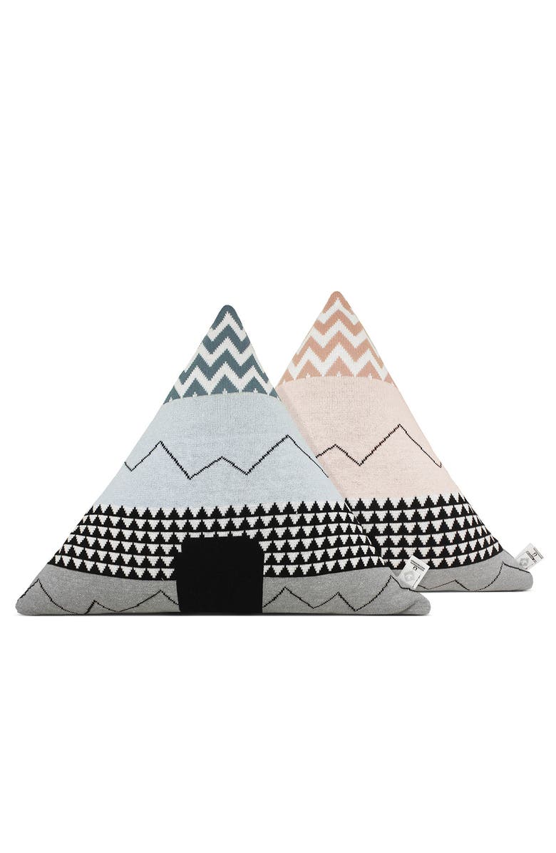 RIAN TRICOT Triangle Pillow, Main, color, Light Blue