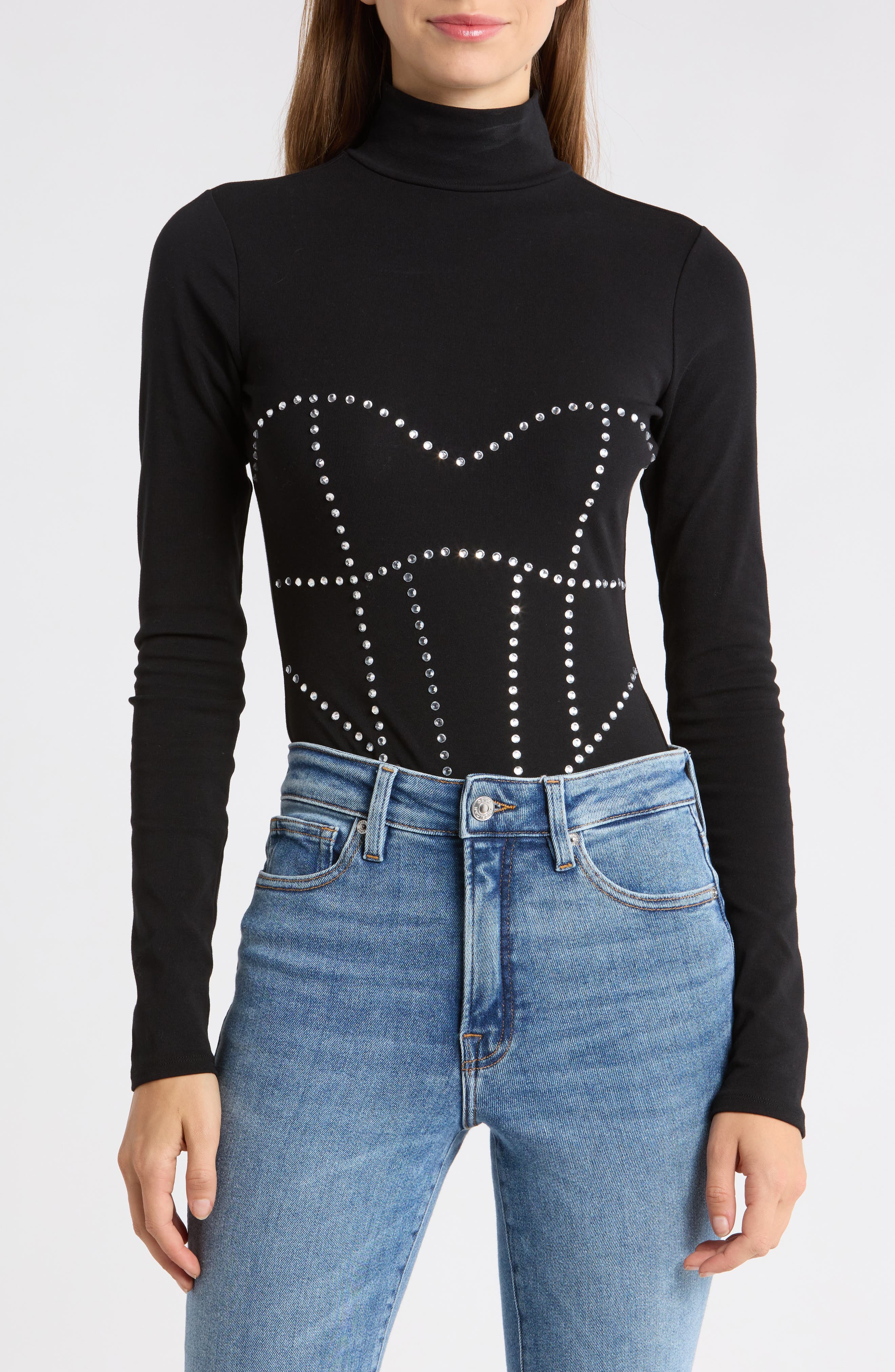 Embellished Turtleneck Bodysuit