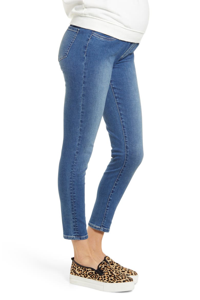 High Waist Crop Maternity Jeans, Alternate, color, DENIM BLUE