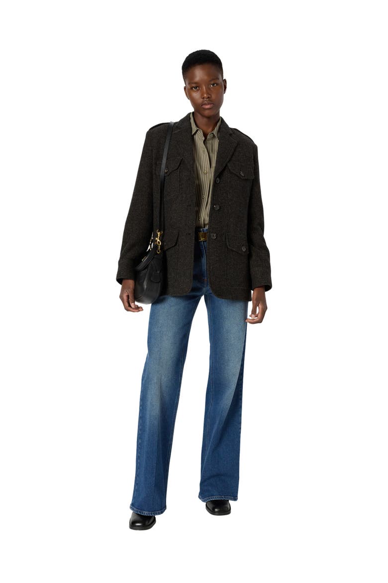 Nadira Herringbone Jacket, Alternate, color, Charcoal
