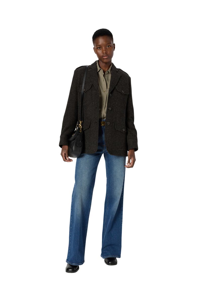 GERARD DAREL Nadira Herringbone Jacket, Alternate, color, Charcoal