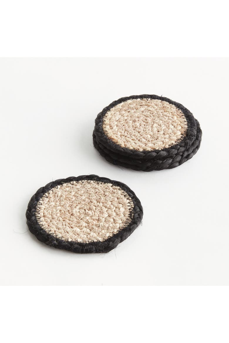 Jute Coaster Set, Alternate, color, Black