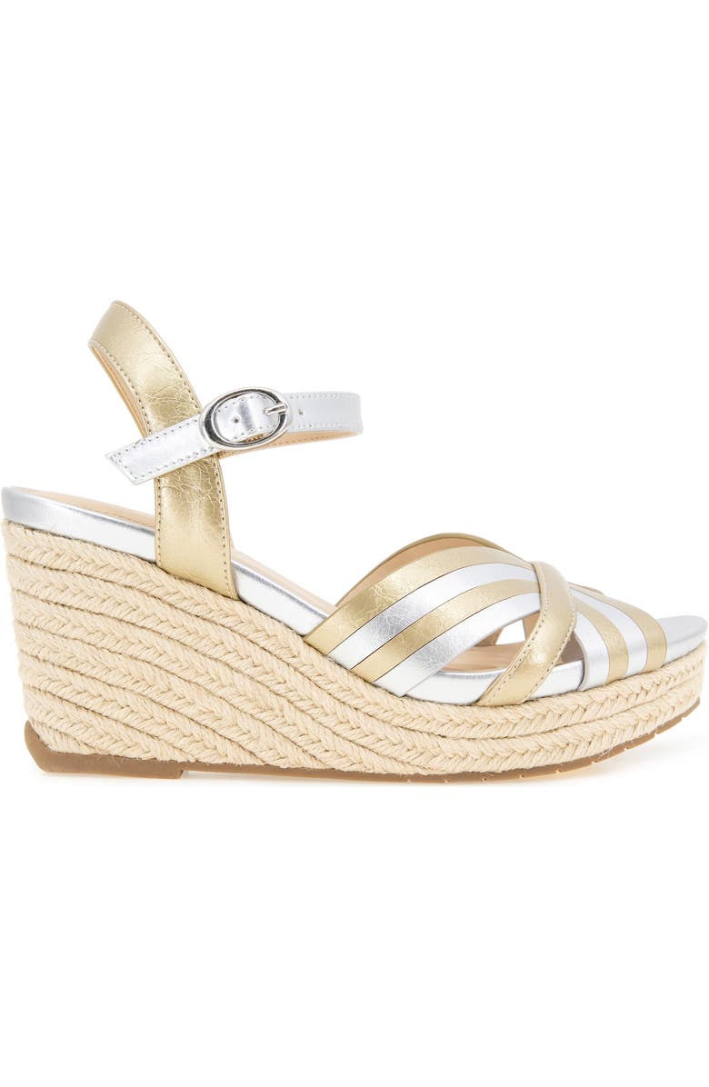 Reaction Kenneth Cole Comi Espadrille Wedge Sandal, Alternate, color, Gold/ Silver