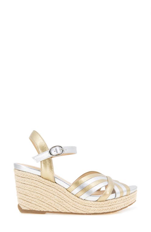 Reaction Kenneth Cole Comi Espadrille Wedge Sandal In Gold/silver