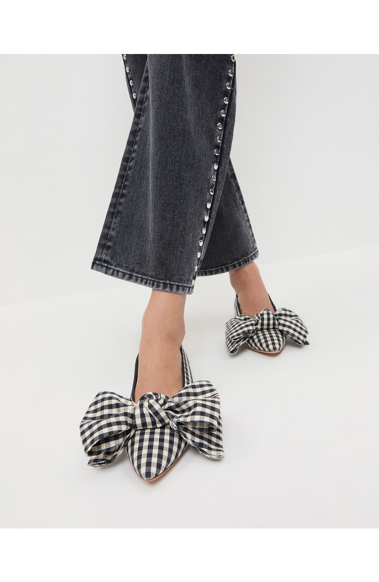 Loeffler Randall Noa Bow Flat, Alternate, color, Black/ White Gingham