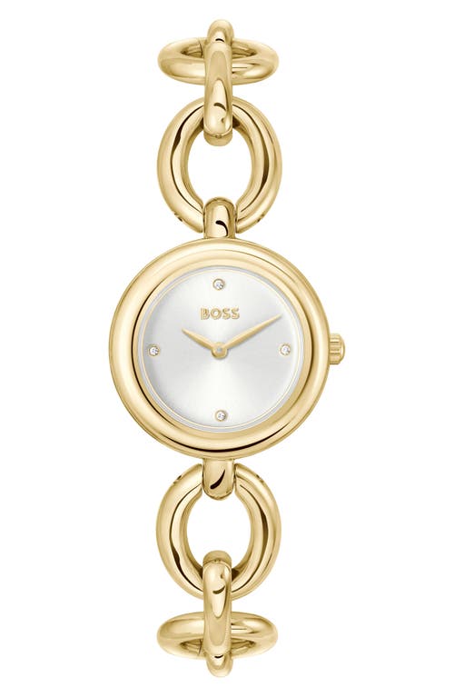 Hugo Boss Women's Live Quartz Slim Ionic Plated Thin Gold-tone Stainless-steel Watch, 28mm In Silver