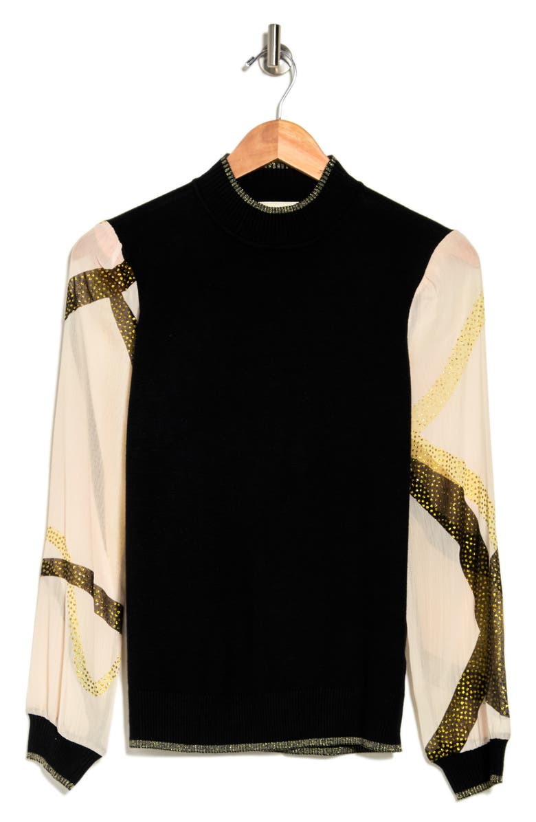 BY DESIGN Leila Mock Neck Chiffon Sleeve Sweater, Alternate, color,