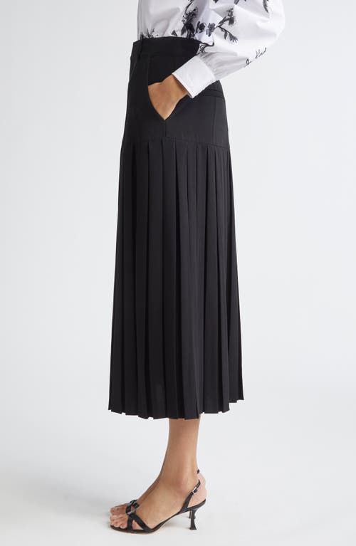 Cinq À Sept Bane Crepe Placed Pleat Midi Skirt In Black