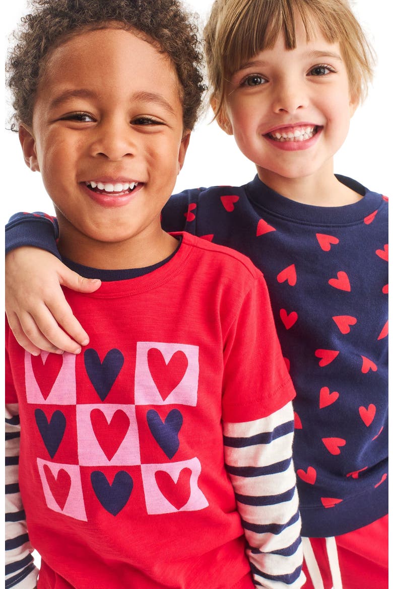 Kids Sweatshirt In Confetti Hearts, Alternate, color, Navy Mini Lollipop Hearts
