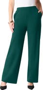 Roaman's Plus Size Ponte Wide Leg Pant With Pockets And Pull On Elastic Waist