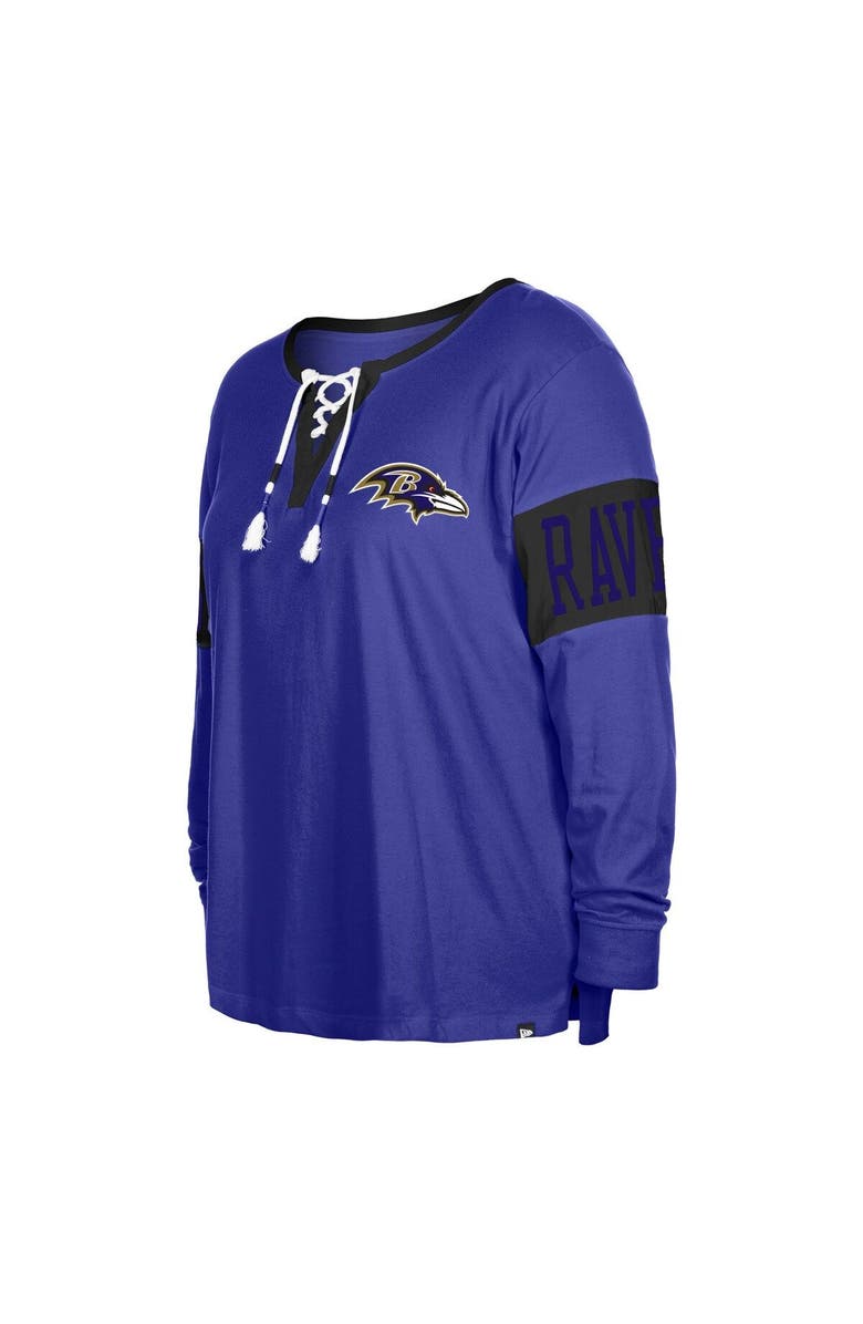 New Era Women's New Era  Purple Baltimore Ravens Plus Size Lace-Up Notch Neck Long Sleeve T-Shirt, Alternate, color, 