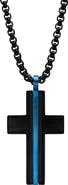 STEELTIME Blue Stripe Cross Pendant Necklace