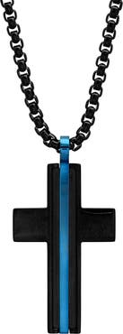 STEELTIME Men's Two Tone Cross Pendant Necklace