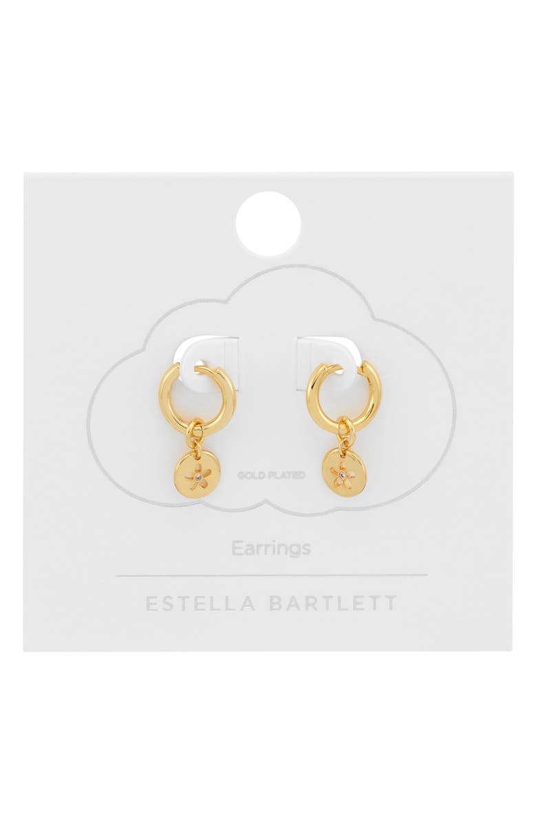 Estella Bartlett Flower Coin Huggie Earrings, Alternate, color, Gold