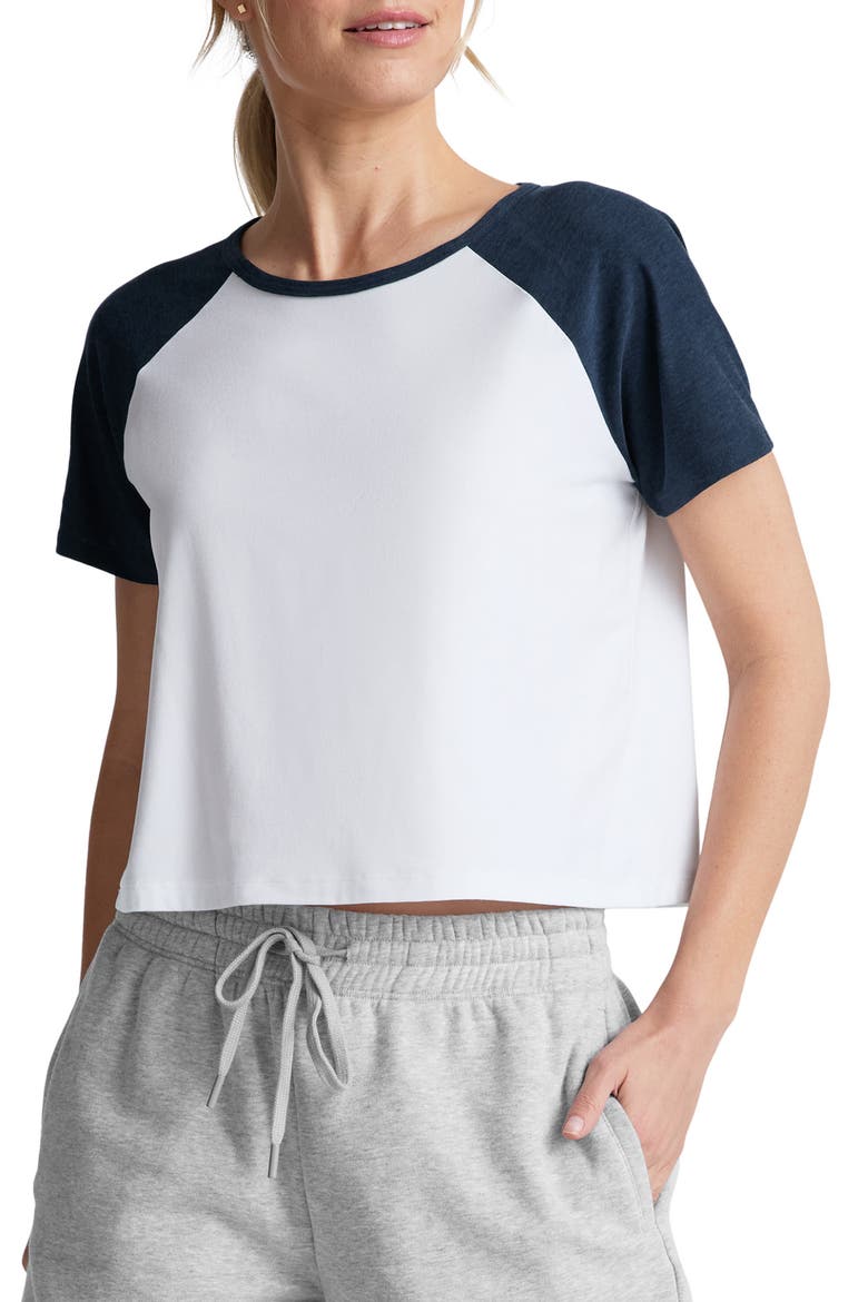 Featherweight Colorblock T-Shirt, Main, color, CLOUD WHITE/ NOCTURNAL NAVY
