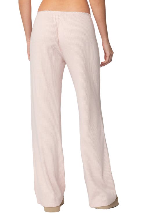 EDIKTED EDIKTED ROSELLE LACE TRIM RIB WIDE LEG PANTS