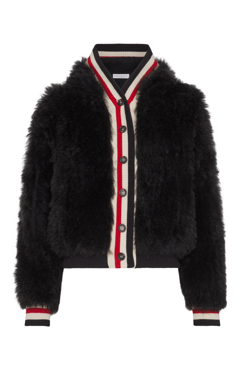 Brunello Cucinelli Cozy shearling hooded cardigan in cashmere, Main, color, 