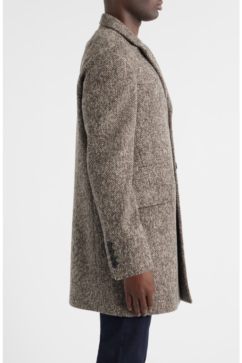 Sherwood Wool & Alpaca Blend Herringbone Topcoat, Alternate, color, TAUPE HERRINGBONE