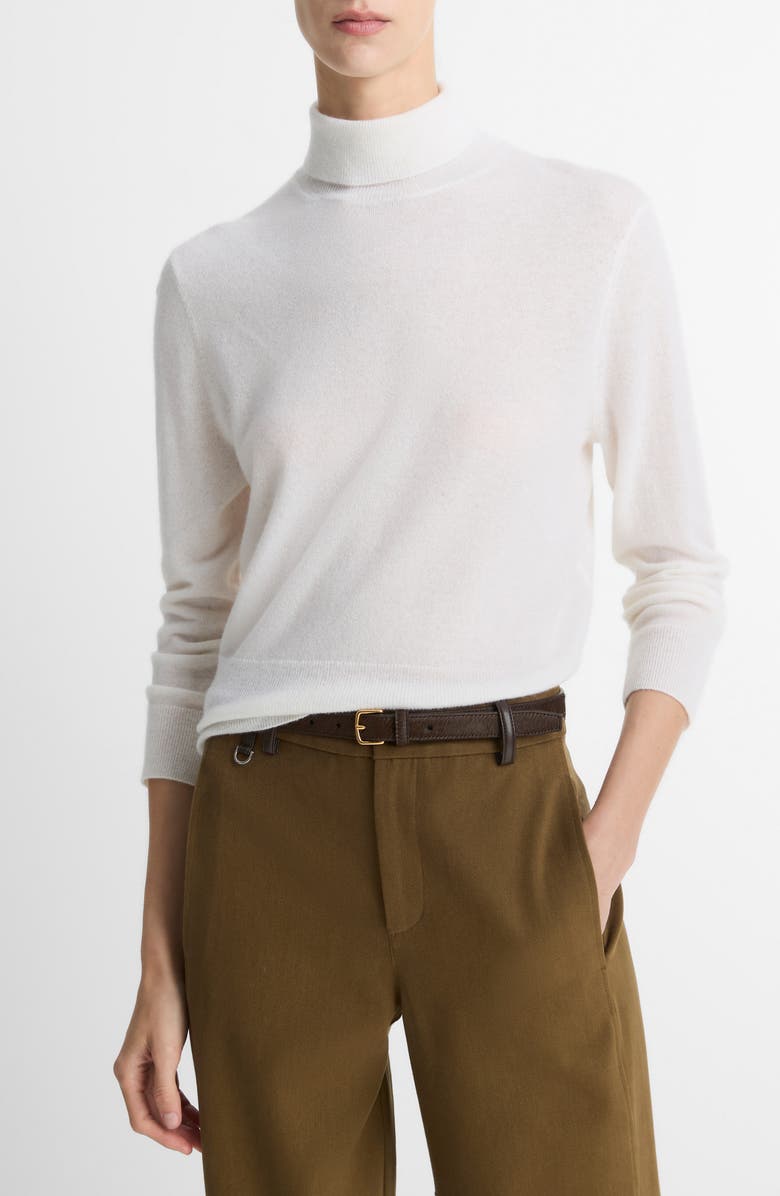Vince Cashmere & Silk Mock Neck Sweater, Main, color, Off White