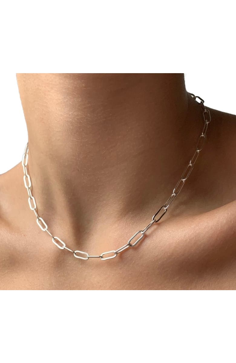 Donatello Gian Sterling Silver Paperclip Necklace, Alternate, color, Silver