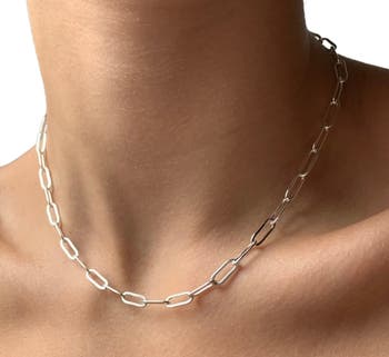 Sterling Silver Paperclip Necklace