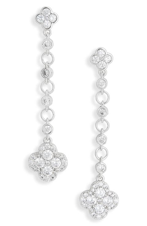 Cubic Zirconia Clover Linear Drop Earrings
