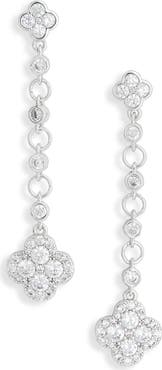 NORDSTROM RACK Cubic Zirconia Clover Linear Drop Earrings