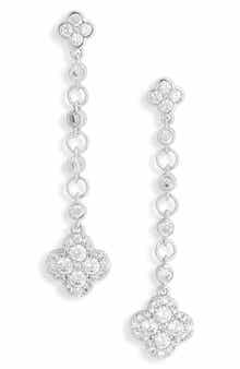 NORDSTROM RACK Cubic Zirconia Clover Linear Drop Earrings