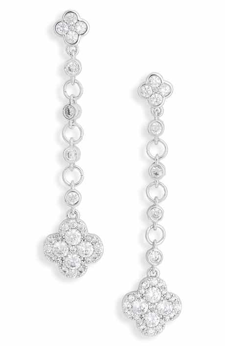 NORDSTROM RACK Cubic Zirconia Clover Linear Drop Earrings