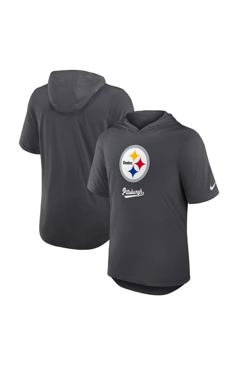 Nike Men's Nike Anthracite Pittsburgh Steelers Tri-Blend Performance Hoodie T-Shirt, Main, color, Anthracite