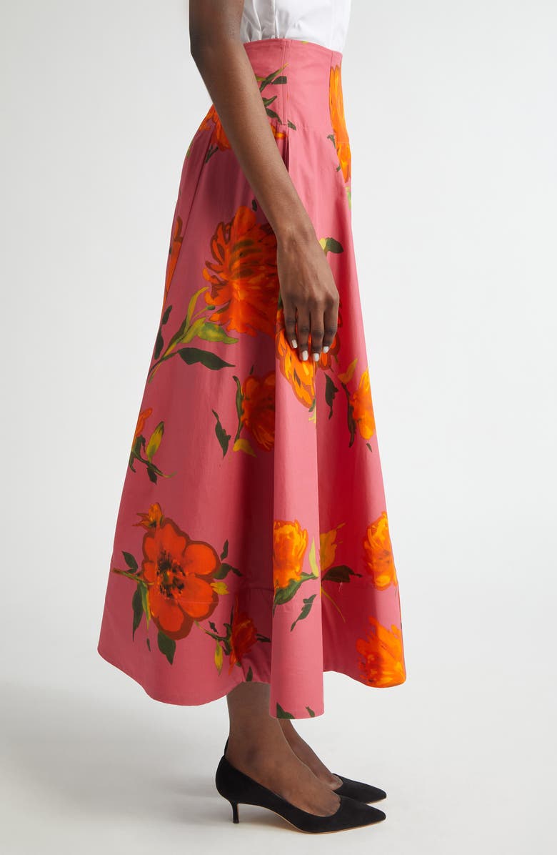 Lela Rose Parker Floral Cotton Poplin A-Line Skirt, Alternate, color, Berry Multi