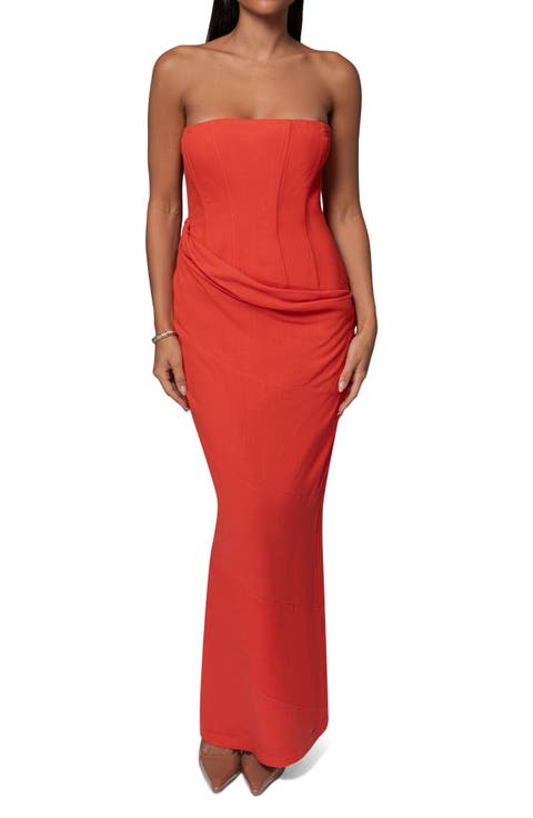 Journey Strapless Cotton & Linen Maxi Dress