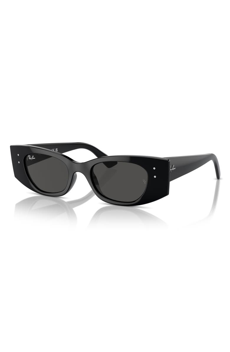 Ray-Ban Kat 49mm Small Rectangular Sunglasses, Alternate, color, Black