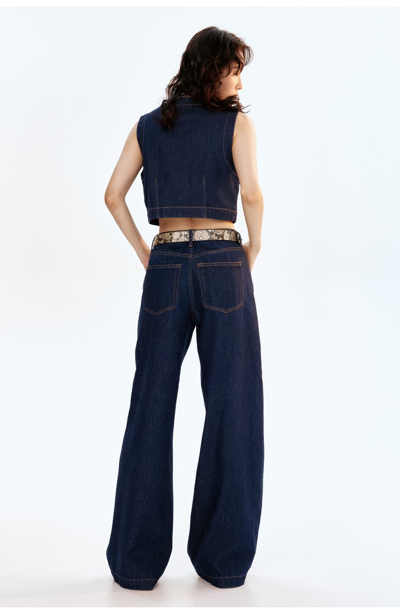 H&M Wide High Jeans, Alternate, color, Dark Denim Blue