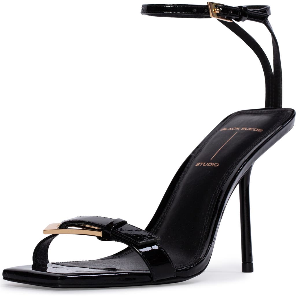 Black Suede Studio Brooks 95 Ankle Strap Sandal In Black Patent