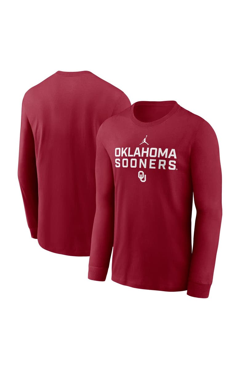 Jordan Brand Men's Jordan Brand Crimson Oklahoma Sooners 2025 Sideline Dri-FIT Long Sleeve T-Shirt, Main, color, Crimson