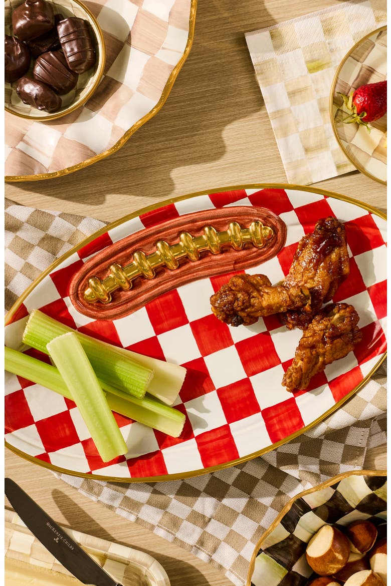 Football Ceramic Serving Platter, Alternate, color, RED