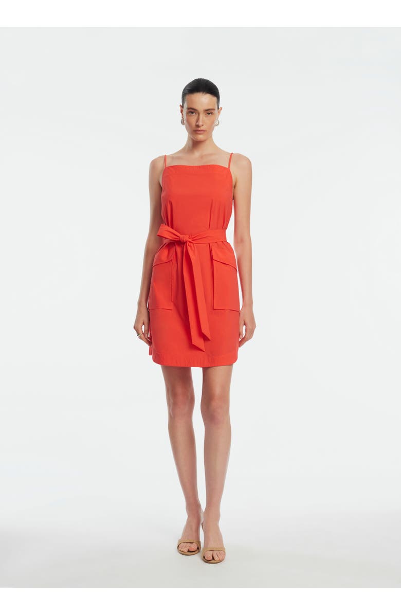 Lela Rose Tech Poplin Belted Dress, Alternate, color, Watermelon