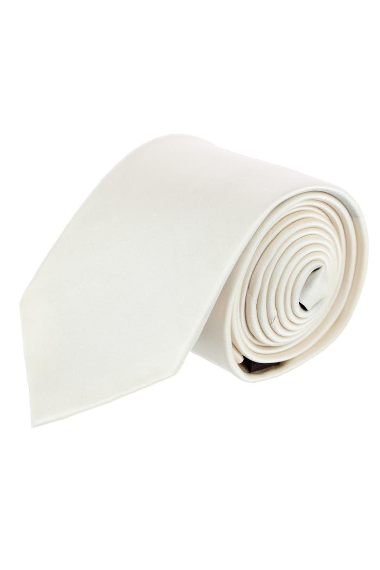 Sutton Solid Color Silk Necktie, Main, color, Ivory