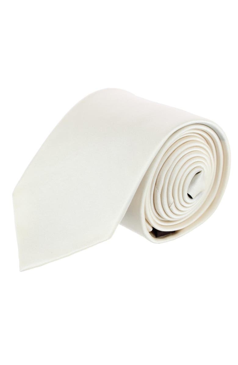 Trafalgar Sutton Solid Color Silk Necktie, Main, color, Ivory