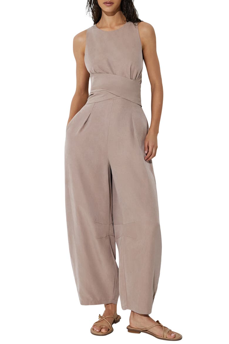 Yasmin Wide Leg Jumpsuit, Main, color, TAUPE NEUTRAL