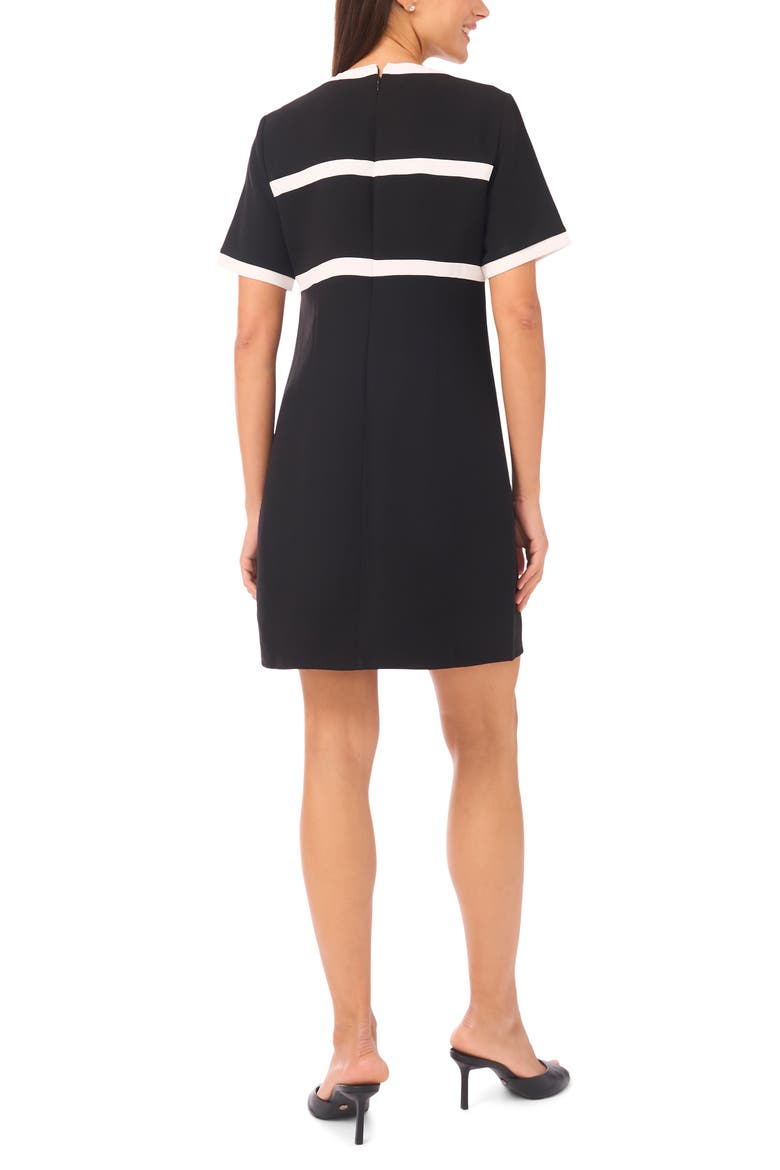 Bow Stripe Shift Dress, Alternate, color, RICH BLACK