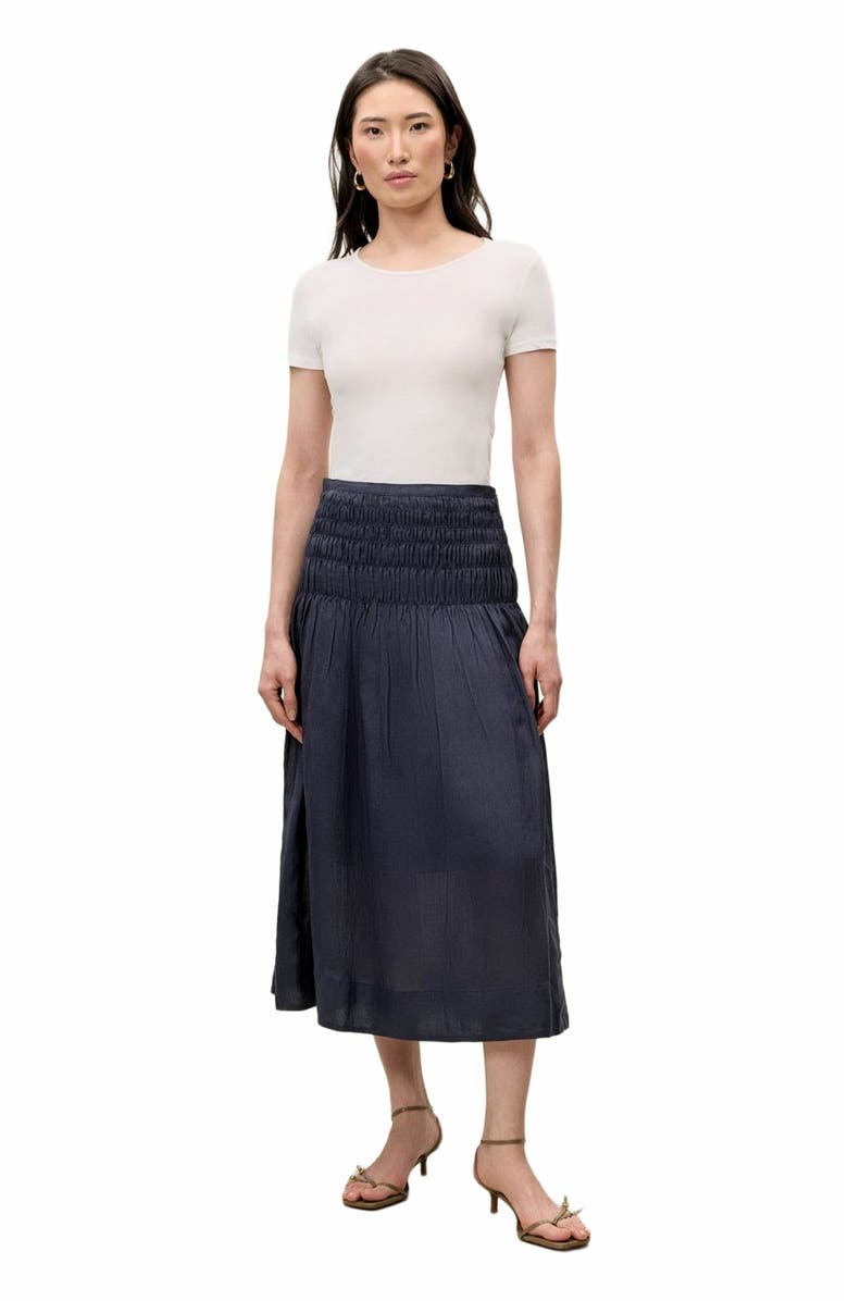 Rebecca Taylor Anya Ramie Skirt, Main, color, Navy