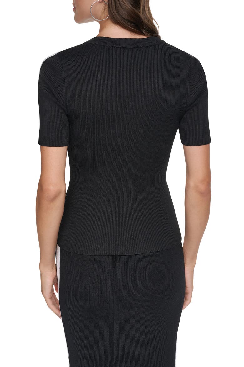 Logo Stripe Rib Sweater, Alternate, color, BLK/ IVY