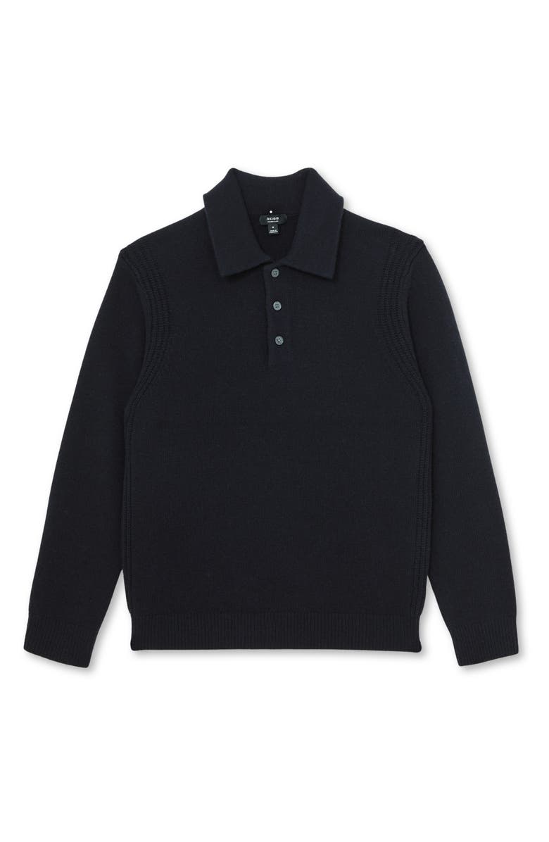 Reiss Deansgate Wool & Cashmere Polo Sweater, Alternate, color, Navy
