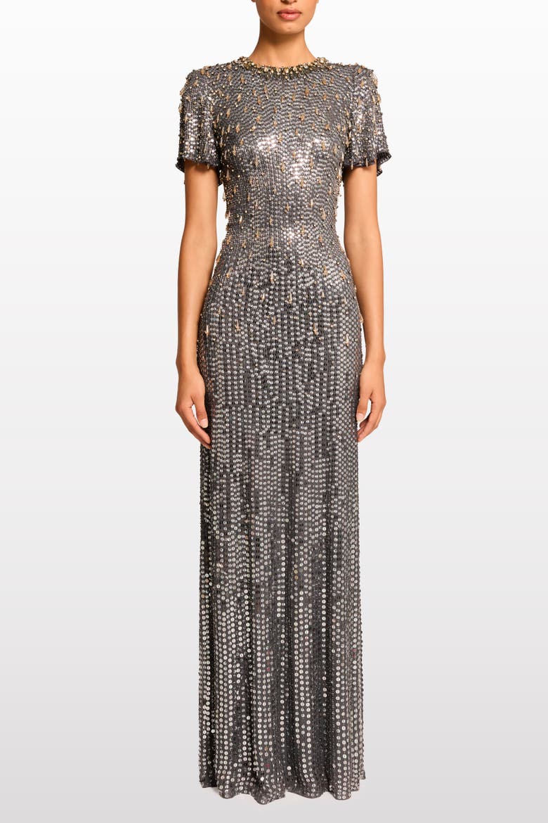 Serenity Sequin-Embellished Gown, Alternate, color, Shadow Grey