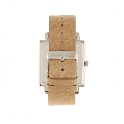 Simplify The 5000 Leather-band Watch In Khaki/white